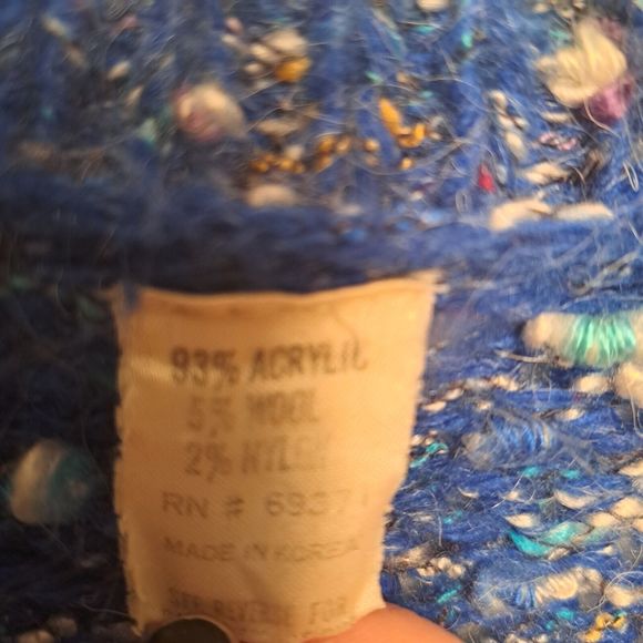 Santana Novelty Sweater Cardigan Blue Speckle Wool Blend Chunky Grandma … - Picture 4 of 10